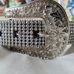 Bhw Rhinstone Belt Genuine Leather